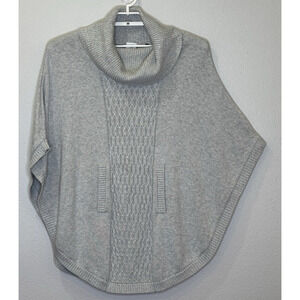 Cabi Glacier Cable Knit Poncho Cowl Pullover Sweater Oversized Gray Size Medium